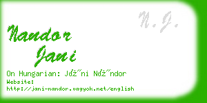 nandor jani business card